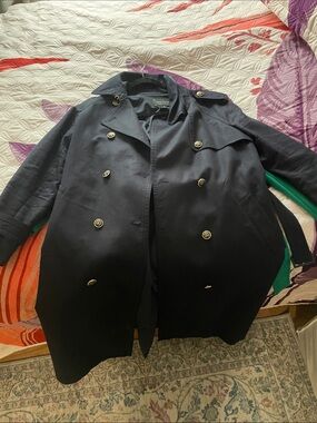 Ann Taylor Navy Double-Breasted Trench Coat